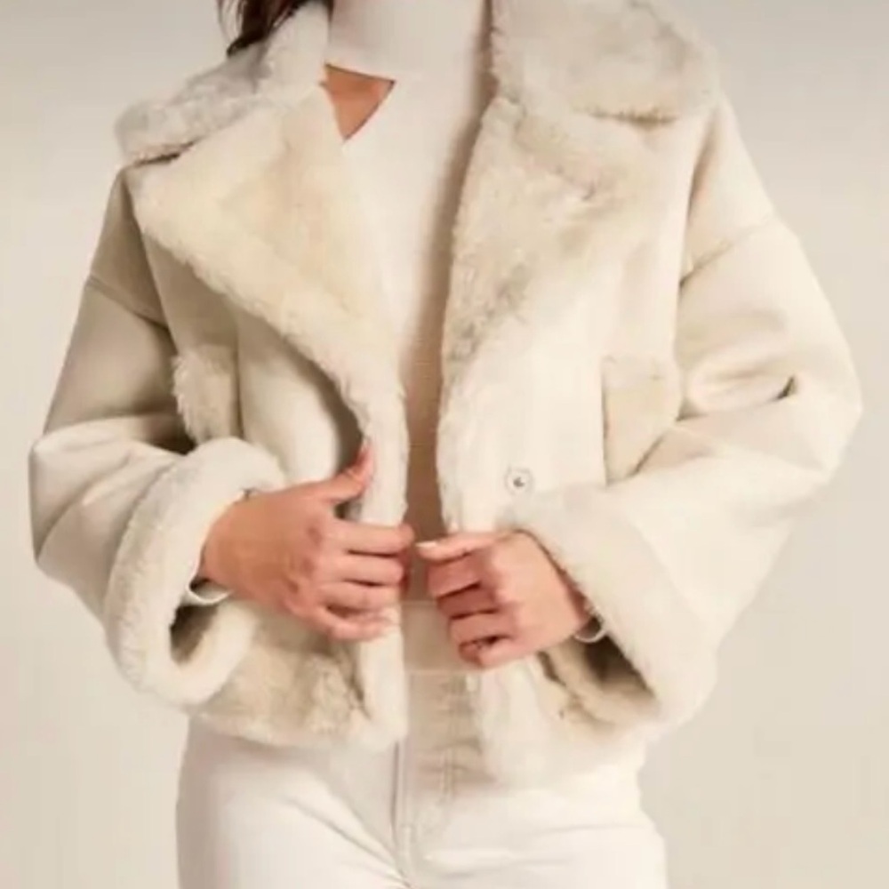 Abercrombie & Fitch Cream Fur Jacket